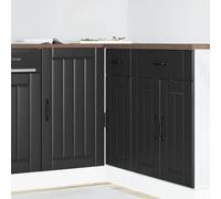 RMIHSJG Mobiletto da cucina Lucca nero in legno con piedini regolabili e pratiche porte per uno spazio ottimale. Questo stabile mobile per lavello in legno offre