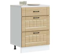 RMIHSJG Mobiletto da cucina Lucca Sonoma in legno di quercia con piedini regolabili e ampio spazio per un'organizzazione ottimale della cucina e una soluzione di mobili robusta