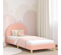 RMIHSJG Moderna cornice per letto con testiera in rosa 90 x 190 cm in legno di pecora, e scomparti integrati per una comoda conservazione