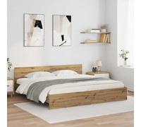 RMIHSJG Moderna struttura per letto a LED, in rovere Artisan, 180 x 200 cm, con testiera e illuminazione dinamica in legno per un ambiente elegante e un design innovativo della camera da letto