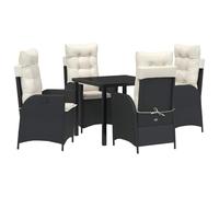 RMIHSJG Moderno set da giardino 5 pezzi nero in rattan sintetico con cuscino e piano in vetro per terrazza, veranda esterno. Questo elegante gruppo da pranzo offre un design senza tempo, ergonomico