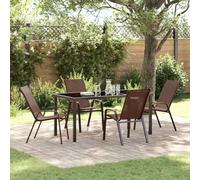 RMIHSJG Moderno set da giardino da 5 pezzi in marrone e nero con braccioli resistenti ai raggi UV ed ergonomici per un'atmosfera da pranzo elegante all'aperto
