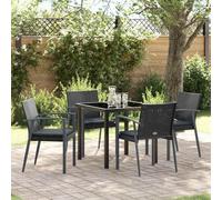RMIHSJG Moderno set da sala da pranzo da giardino, 5 pezzi, nero e grigio, in rattan PE con telaio in acciaio, per terrazze. Questo set da pranzo per esterni resistente alle intemperie offre comfort