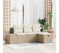 RMIHSJG Moderno set di divani da giardino in polyrattan con 4 cuscini, mobili da esterno per terrazza e balcone, resistente alle intemperie, set lounge con modulo di seduta, divani a braccio e