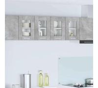 RMIHSJG Pensile moderno 2 pezzi cemento grigio 60 x 31 x 40 cm materiale legno con spazio di archiviazione e design minimalista per l'organizzazione della cucina