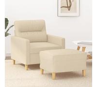 RMIHSJG Poltrona con sgabello color crema 60 cm, rivestimento resistente e struttura robusta per una seduta comoda, poggiapiedi versatile come seduta, traspirante