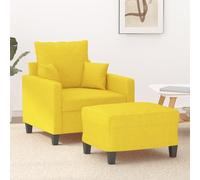 RMIHSJG Poltrona con sgabello, colore giallo chiaro, 60 cm, in tessuto, sedia imbottita e poggiapiedi, set per soggiorno, rivestimento resistente e robusto telaio in metallo per un comodo relax