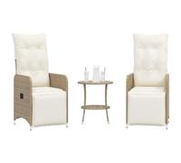 RMIHSJG Poltrona da giardino regolabile con tavolo in polyrattan, 2 pezzi, poltrona relax per esterni, con schienale regolabile e poggiapiedi, comoda imbottitura, rivestimenti rimovibili,