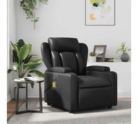 RMIHSJG Poltrona massaggiante nera in ecopelle con funzione di riposo manuale e 6 punti di massaggio funzione vibrazione comoda seduta porta bevande, tasca laterale in legno solido telaio in metallo