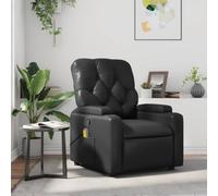 RMIHSJG Poltrona massaggiante nera in ecopelle con funzione sdraiata manuale e funzione di vibrazione a 6 punti massaggianti, comoda seduta, porta bevande, tasca laterale, telaio solido