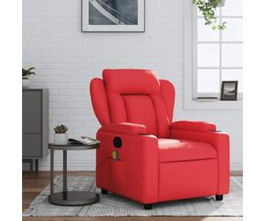 RMIHSJG Poltrona massaggiante rossa in ecopelle con funzione sdraiata manuale e massaggio vibrante, 6 punti di massaggio, comoda seduta, porta bevande, tasca laterale, telaio in legno solido e metallo