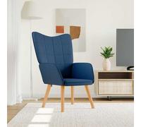 RMIHSJG Poltrona relax blu in tessuto poltrona moderna con cuciture quadrate, comoda imbottitura in gommapiuma, rivestimento in tessuto morbido, robusto telaio in acciaio e gambe in legno per una