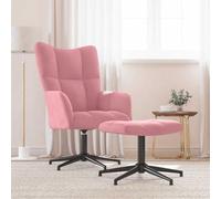 RMIHSJG Poltrona relax con sgabello in velluto rosa, poltrona girevole con imbottitura, moderna sedia relax con struttura in acciaio e piedini a croce per un comfort ottimale e una lunga durata