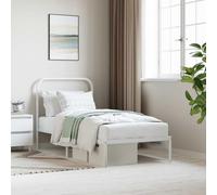 RMIHSJG Robusto telaio letto con testiera in metallo bianco 90 x 200 cm con rete a doghe e spazio per la stabilità e il comfort