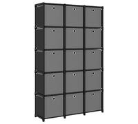 RMIHSJG Scaffale a cubo con scatole 15 scomparti, nero, 103 x 30 x 175,5 cm, in tessuto, libro Shelves, libreria, armadio, manga, per soggiorno, ufficio, camera da letto, cucina