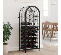 RMIHSJG Scaffale per 41 bottiglie in ferro battuto nero 45 x 36 x 120 cm con supporto a parete e design bloccabile per una conservazione sicura e una presentazione elegante al bar
