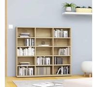 RMIHSJG Scaffale per CD Sonoma Rovere 100 x 23 x 89,5 cm, in legno con 15 scomparti aperti per dischi e accessori, robusto armadietto per soggiorno, ufficio o studio
