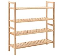 RMIHSJG Scarpiera in legno di noce massiccio, con 4 ripiani a griglia, organizer salvaspazio per scarpe per una ventilazione ottimale, facile da montare e effetto legno naturale per la casa