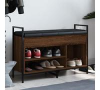 RMIHSJG Scarpiera marrone effetto quercia 85,5 x 32 x 57,5 cm, materiale in legno con struttura in metallo e cuscino imbottito per lo spazio e la stabilità nel corridoio o nel soggiorno