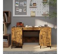 RMIHSJG Scrivania affumicatura 140 x 50 x 75 cm, materiale in legno con 2 scomparti, telaio stabile e grande tavolo per ufficio, home office e studio, industria multifunzionale