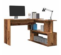 RMIHSJG Scrivania angolare effetto legno anticato 200,5 x 50 x 76 cm, materiale in legno con design girevole e ampi scomparti per ufficio o casa, pratica scrivania con spazio di archiviazione