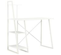 RMIHSJG Scrivania moderna con libreria integrata in bianco 102 × 50 × 117 cm, mobili da ufficio salvaspazio con ampi ripiani e struttura in acciaio verniciato a polvere