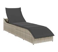 RMIHSJG Sdraio pieghevole con cuscino e spazio di archiviazione, grigio chiaro, schienale regolabile in 3 posizioni, design pieghevole con ripiani, rivestimento impermeabile, in rattan PE di facile