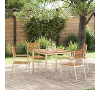 RMIHSJG Sedia da giardino moderna in legno massello teak con telaio in acciaio inox, 4 pezzi, olio naturale, 56 x 54,5 x 87 cm, per terrazze, balconi, esterni