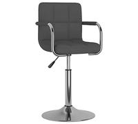 RMIHSJG Sedia da pranzo grigio scuro con rivestimento in tessuto e molla a gas - Sedia girevole regolabile in altezza con struttura in acciaio cromato per bancone della cucina