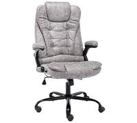 RMIHSJG Sedia da ufficio con funzione reclinabile grigio chiaro e effetto camoscio, sedia da scrivania ergonomica con schienale alto, regolabile in altezza, seduta imbottita e curva