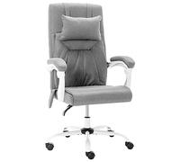 RMIHSJG Sedia da ufficio massaggiante in tessuto grigio con schienale ergonomico e cuscino cervicale per il massimo comfort, regolabile in altezza con funzione sdraiata fino a 135°, seduta imbottita