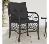 RMIHSJG Sedie da giardino con cuscino, 2 pezzi, colore nero, in polyrattan PE intrecciato, per esterni, con rivestimenti rimovibili e telaio in acciaio verniciato a polvere, per terrazze e balconi