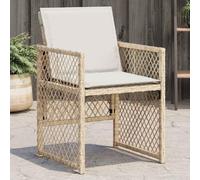 RMIHSJG Sedie da giardino con cuscino, 4 pezzi, beige, poly rattan, schienale pieghevole e fodera rimovibile per il comfort esterno, durevole PE Rattan con telaio in acciaio