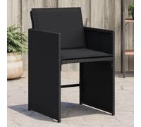 RMIHSJG Sedie da giardino con cuscino, 4 pezzi, colore nero, in polyrattan, schienale pieghevole e fodera rimovibile per una seduta comoda, resistente alle intemperie, mobili da esterno in robusto