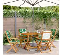 RMIHSJG Sedie da giardino pieghevoli, 4 pezzi, in legno massello e tessuto verde, robuste e resistenti alle intemperie, per terrazze e balconi, pratiche sedie pieghevoli con braccioli per semplici