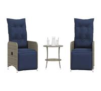 RMIHSJG Sedie da giardino regolabili con tavolo 2 pezzi grigio polyrattan rattan durevole PE mobili da giardino con funzione di regolazione e rivestimenti rimovibili per terrazza