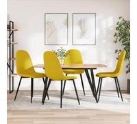 RMIHSJG Sedie da sala da pranzo, 4 pezzi, colore giallo senape, in velluto, con gambe in metallo, ergonomiche, imbottitura morbida, gambe verniciate a polvere, stabili