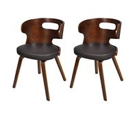 RMIHSJG Sedie per sala da pranzo, 2 pezzi, in similpelle marrone con imbottitura in tessuto misto pelle e telaio in legno massiccio, seduta ergonomica per un massimo di 110 kg