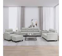 RMIHSJG Set da 4 pezzi con cuscino grigio chiaro in tessuto in microfibra resistente, incluso poggiapiedi versatile per un maggiore comfort e relax, robusto