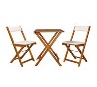RMIHSJG Set da bistrot pieghevole in legno massello di acacia con cuscinetti, 1 tavolo e 2 sedie con imbottitura per giardino, balcone e terrazza, pieghevole