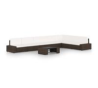 RMIHSJG Set da giardino da 8 pezzi con cuscino in rattan sintetico, resistente alle intemperie e struttura in acciaio verniciato a polvere per una lunga durata, comodi cuscini imbottiti