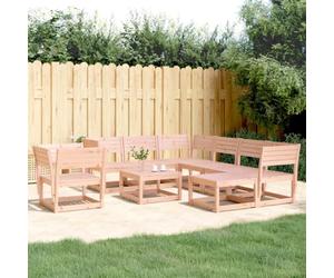 RMIHSJG Set da giardino da 8 pezzi in legno di Douglas massiccio con design a doghe per terrazza, mobili modulari da esterno per una seduta comoda e facile da trasformare il vostro