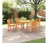RMIHSJG Set da pranzo da giardino, 5 pezzi, marrone, in legno massiccio di acacacia, resistente alle intemperie, questo set di 5 tavoli da giardino in legno massello di acacia di colore marrone