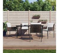 RMIHSJG Set da pranzo da giardino con cuscino in polyrattan e telaio in acciaio per terrazza Rilassatevi con la famiglia e gli amici durante i pasti su questo durevole