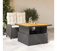 RMIHSJG Set da pranzo da giardino con cuscino, nero, in polyrattan, schienale regolabile e piano del tavolo, rivestimenti rimovibili, in rattan PE per esterni, durevole