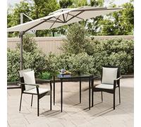 RMIHSJG Set da pranzo da giardino con cuscino, nero, in rattan sintetico, resistente alle intemperie, con telaio in acciaio e lastra in vetro temperato, design modulare per esterni flessibili