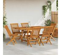 RMIHSJG Set da pranzo da giardino in legno massello teak, tavolo da pranzo da esterno con estensione e foro per ombrellone, sedie pieghevoli per terrazza e interni, mobili da giardino in legno