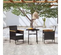 RMIHSJG Set da pranzo da giardino in polyrattan nero, set da pranzo con sedie, resistente alle intemperie, per terrazza e balconi. Questo elegante set da giardino da 3 pezzi