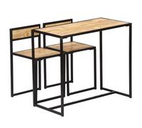 RMIHSJG Set da pranzo in legno massello Mango stile vintage con 1 tavolo e 2 sedie in robusto legno di mango e telaio in ferro verniciato a polvere per maggiore durata e stabilità