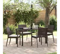 RMIHSJG Set da pranzo moderno da giardino, 5 pezzi, marrone e nero, in rattan sintetico, con telaio in acciaio, per terrazza ed esterni, resistente alle intemperie, con imbottiture, resistente ai